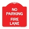 Signmission No Parking Fire Lane W/ Striped Border, Red & White Aluminum Sign, 18" x 18", RW-1818-23623 A-DES-RW-1818-23623 - alternate 1